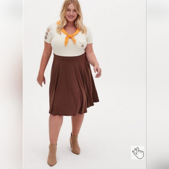 ISO Disney Pixar Up Russell Wilderness Explorer Brown Skater Dress - Picture 2 of 3